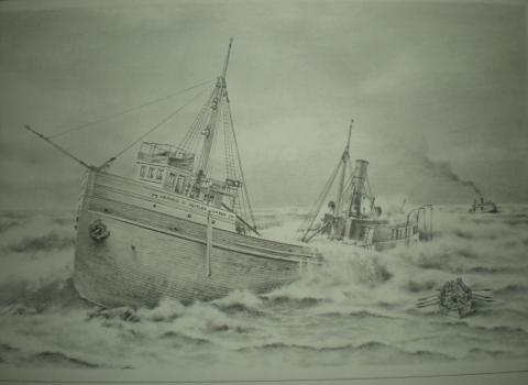 Herman Hettler aground with a load of salt.